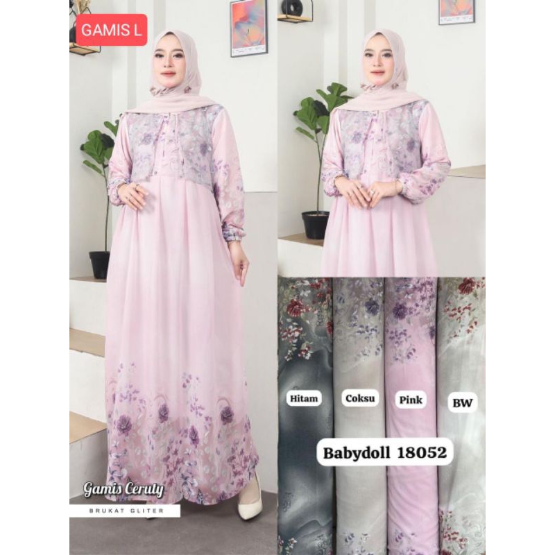 Gamis Wanita Muslimah Ceruty Brukat Glitter Babydoll gamis muslimah serian 4 warna pembelian khusus 