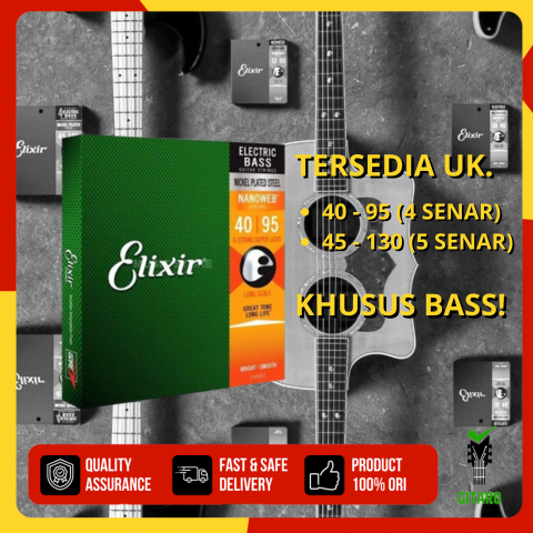ELIXIR NANOWEB Senar Bass 4 String & 5 String Elixir Nickel Plated Original 4 Senar & 5 Senar 40-95 