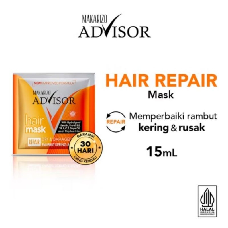 Masker Rambut/Makarizo Advisor Hair Repair Mask Sachet 15 mL / Masker Rambut Makarizo