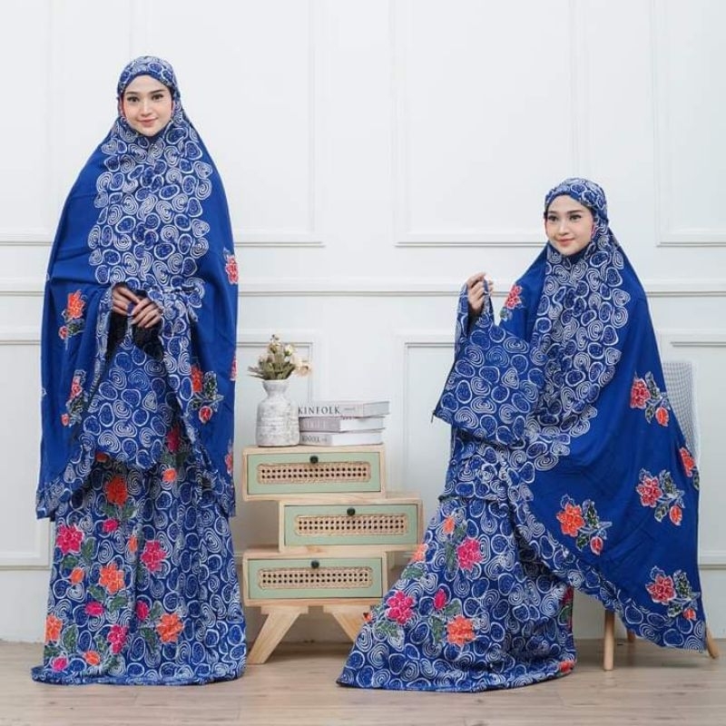 Mukena Batik Cap Encim Pekalongan  atasan bawahan rayon mukena dewasa jumbo