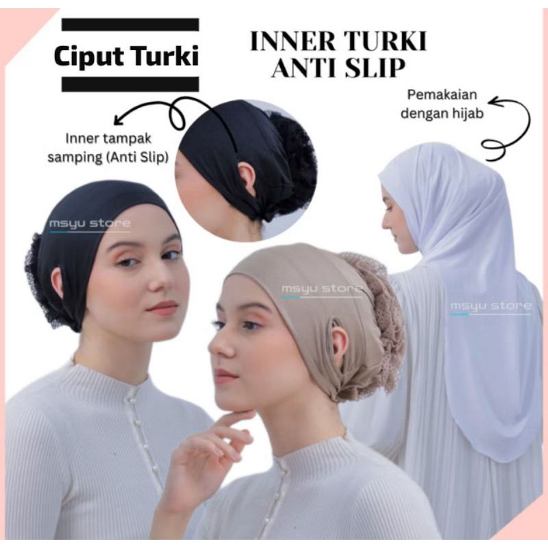 Iner Turki Cepol Ciput Spandex Renda Premium Ori