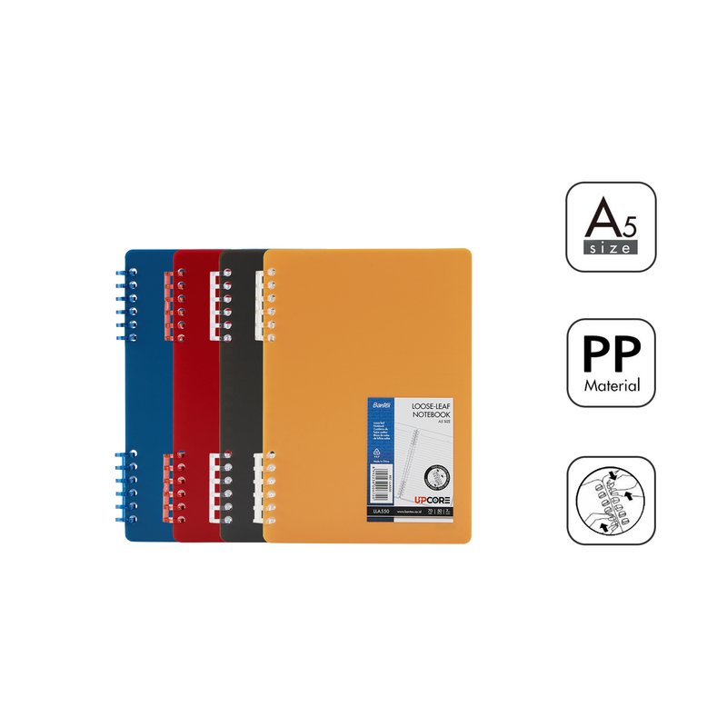 

[Omar Pasha Stationery] Bantex Buku Catatan Notebook A5 Loose-Leaf - Klip Adjustable Kertas Tebal 70g Bahan PP LLA550