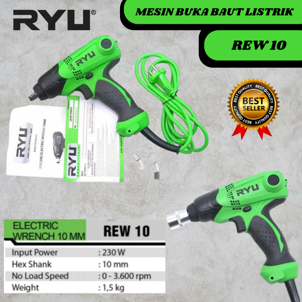 Mesin Alat Buka Baut Elektrik Listrik REW 10mm - IMPACT WRENCH RYU REW10 - Electric Wrench - Mesin I