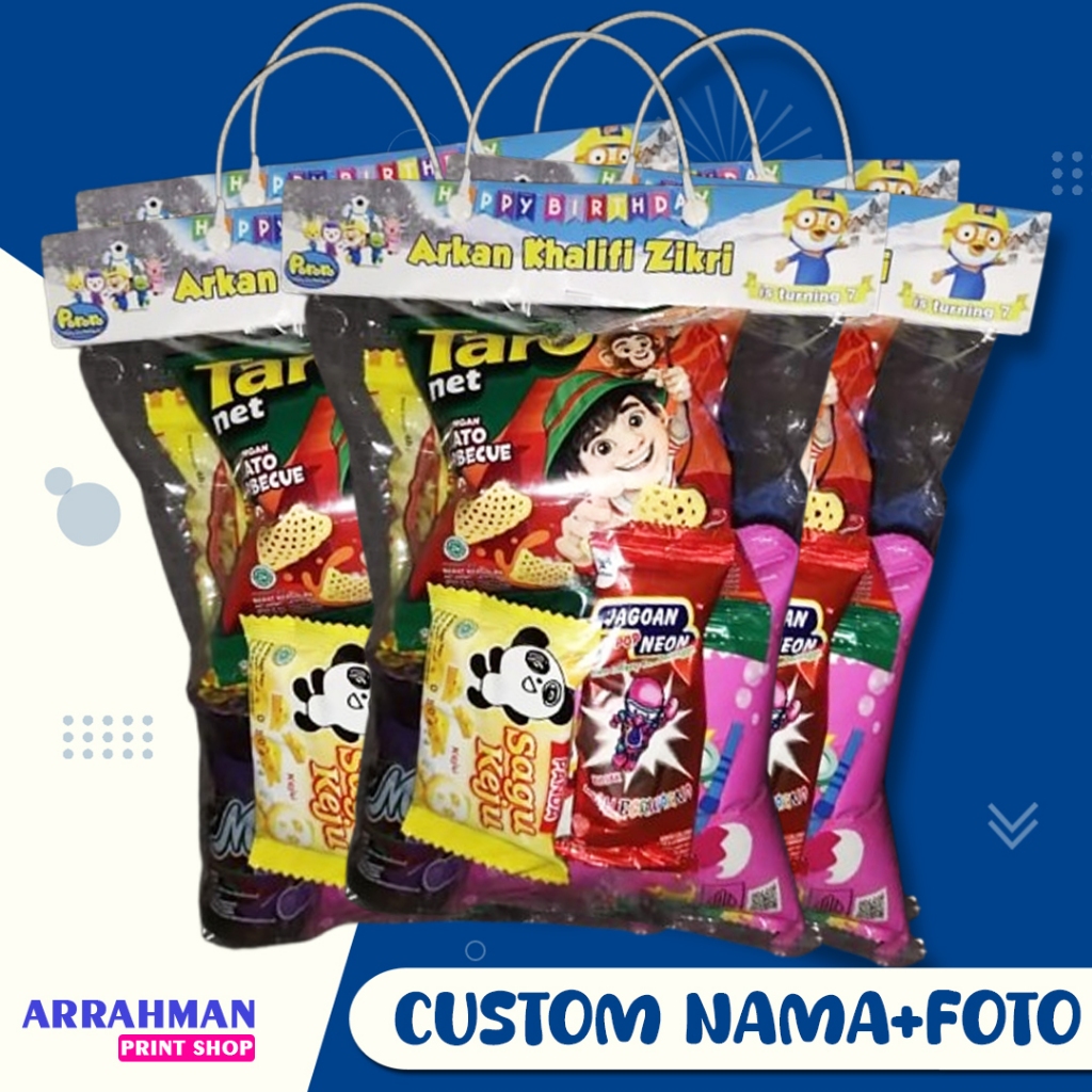 30pcs Plastik Snack / Plastik Bingkisan Ulang Tahun Custom Ukuran 20x30cm ( Gratis Tambah Nama &