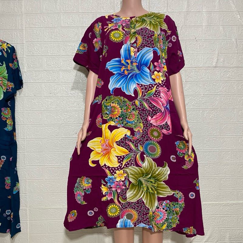 hu7 DASTER 04 KENCANA UNGU LEBEL BIRU DASTER BATIK KENCANA UNGU JUMBO LD 120 CM