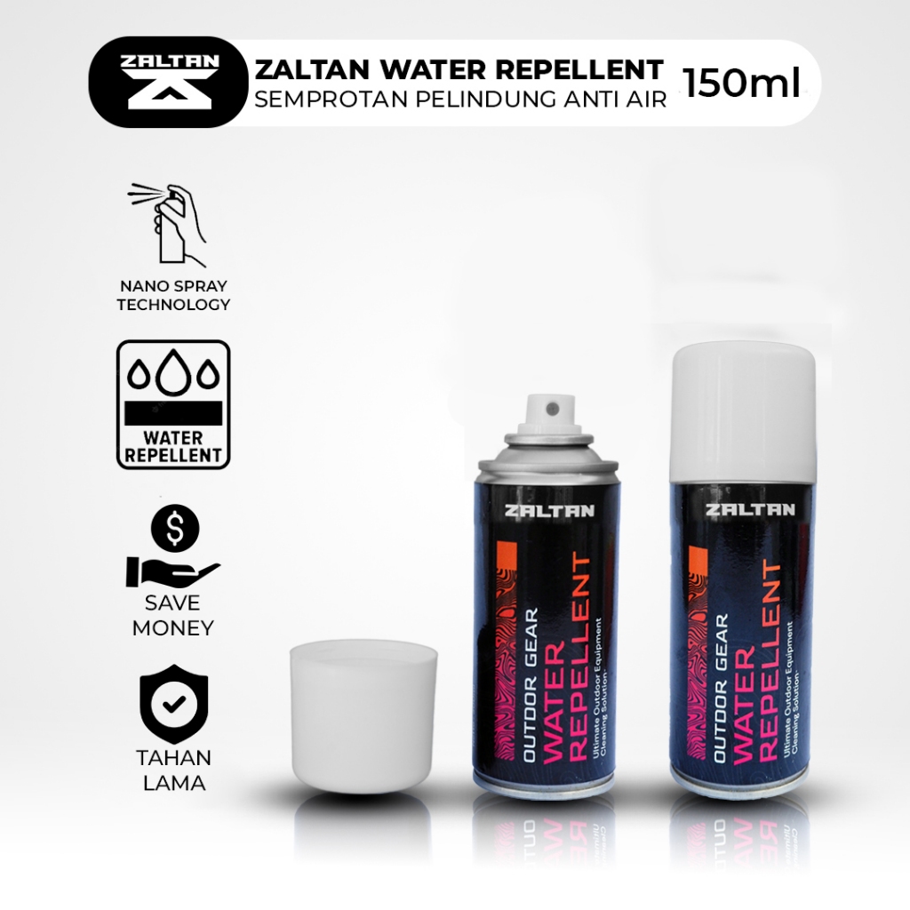 Zaltan Water Repellent Spray Pelindung Anti Air Efek Daun Talas Tenda Jaket Sepatu Outdoor 150ml | W