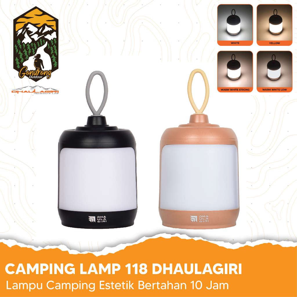 Dhaulagiri Camping Lamp 118 Estetik - Lampu Camping Tahan Lama dan Charge Type C Estetik dan Lucu