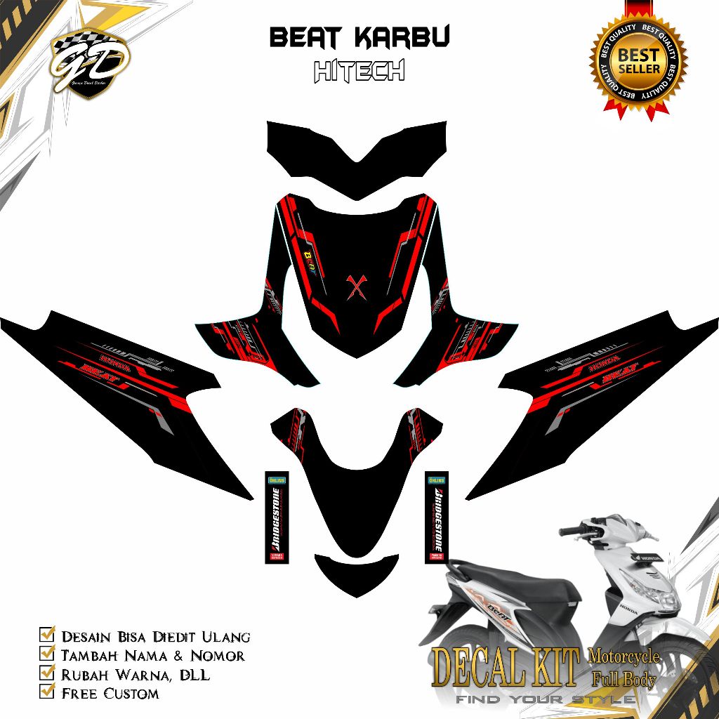 Decal Beat Karbu Full Body Stiker Decal Beat Karbu Full Body 2008 2009 2010 2011 2012 Hitech