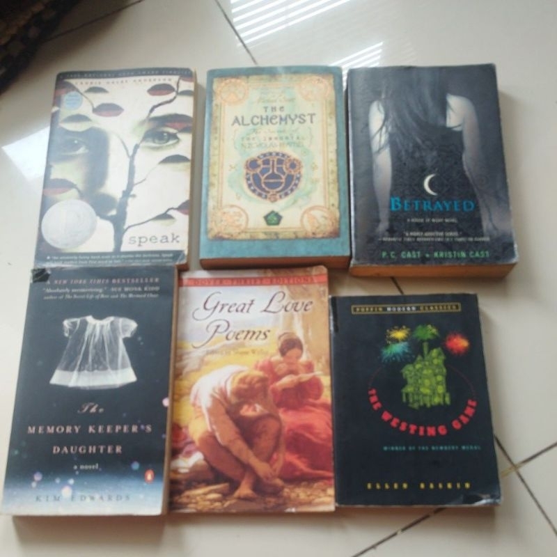 The Alchemyst, The Memory Keeper's daughter, great love poems, speak, the westing game, betrayed