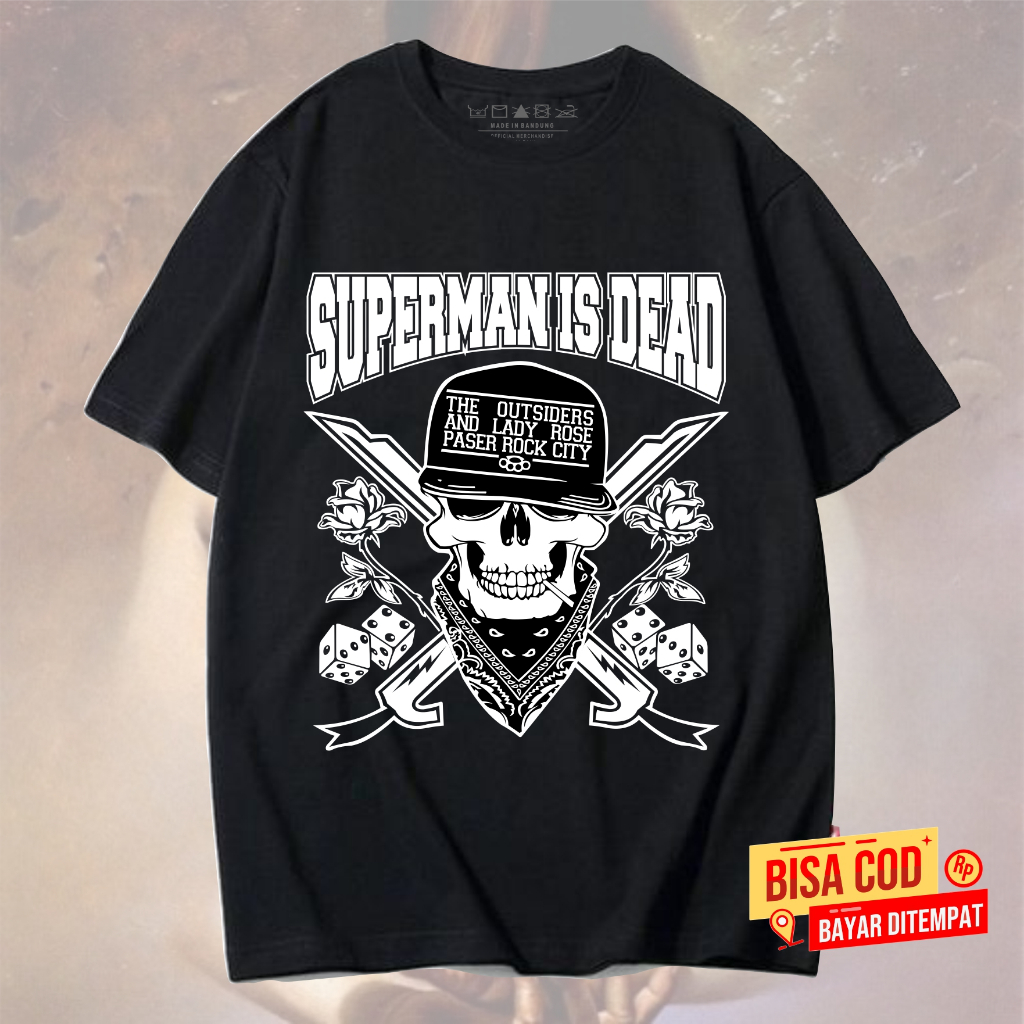 KAOS SID SUPERMAN IS DEAD SID pendek pria band original distro - T-Shirt pendek SID LADY ROSE HITAM 