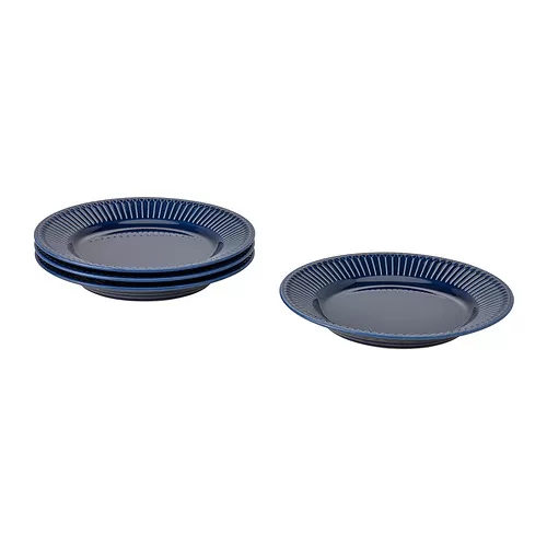Piring keramik IKEA isi 4 pcs warna biru navy elegan simpel simple estetik aesthetic, 21 cm