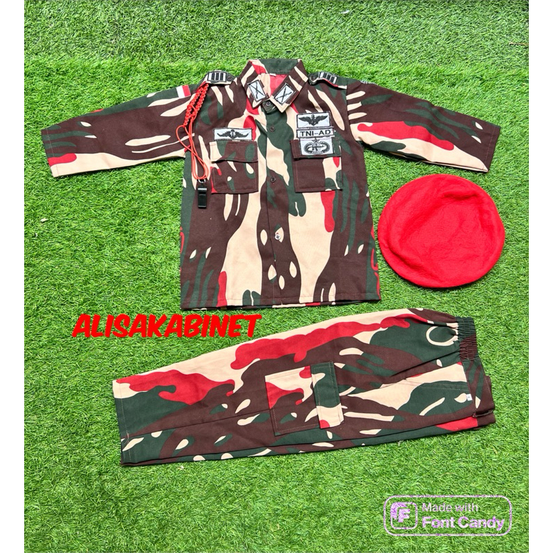 Setelan Seragam PDL TNI AD Kopassus Karnaval Anak
