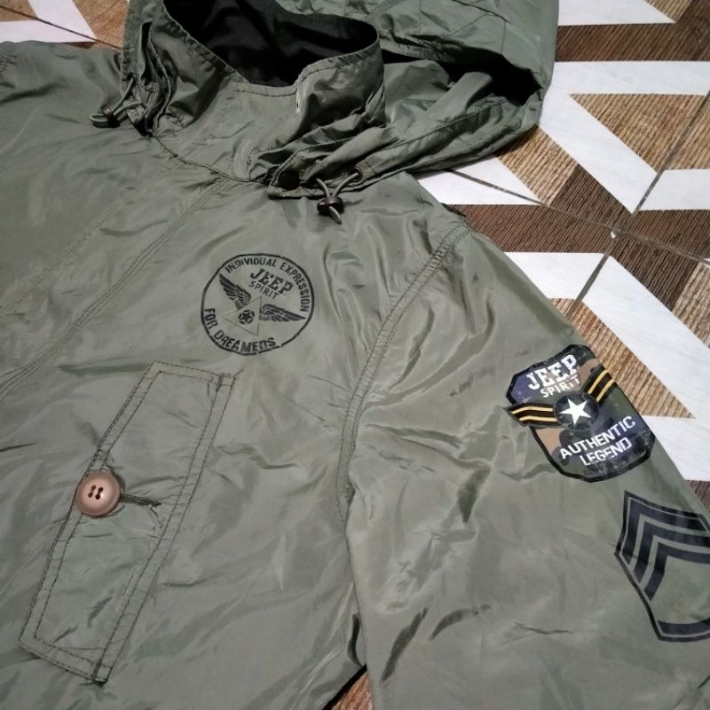 Jaket Jeep model taktikal parka size M-L Bahan parasut
