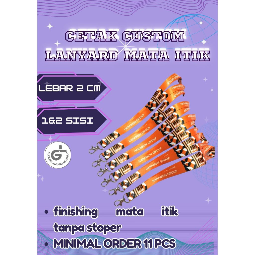 

Tali Lanyard Custom MATA ITIK TANPA STOPPER Print Sublim 2cm cetak 2 muka / tali id card