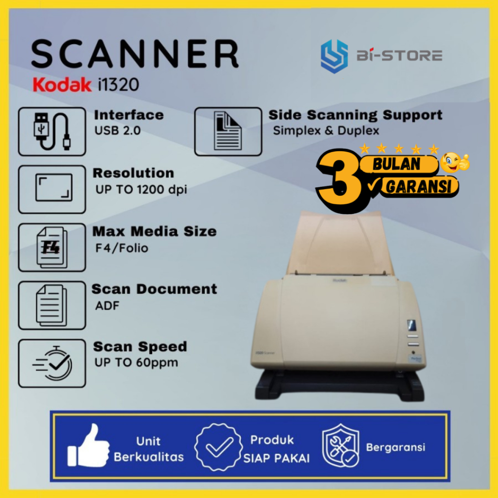 Scanner Folio Kodak i1320 Plus Scanner Dengan Kecepatan Hingga 60 Ppm