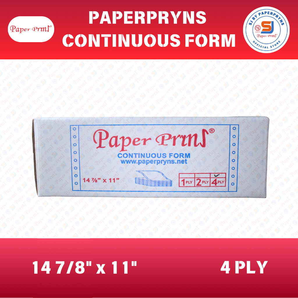 

PAPERPRYNS Continuous Form 14 7/8" × 11" (4 PLY) NCR Sheets