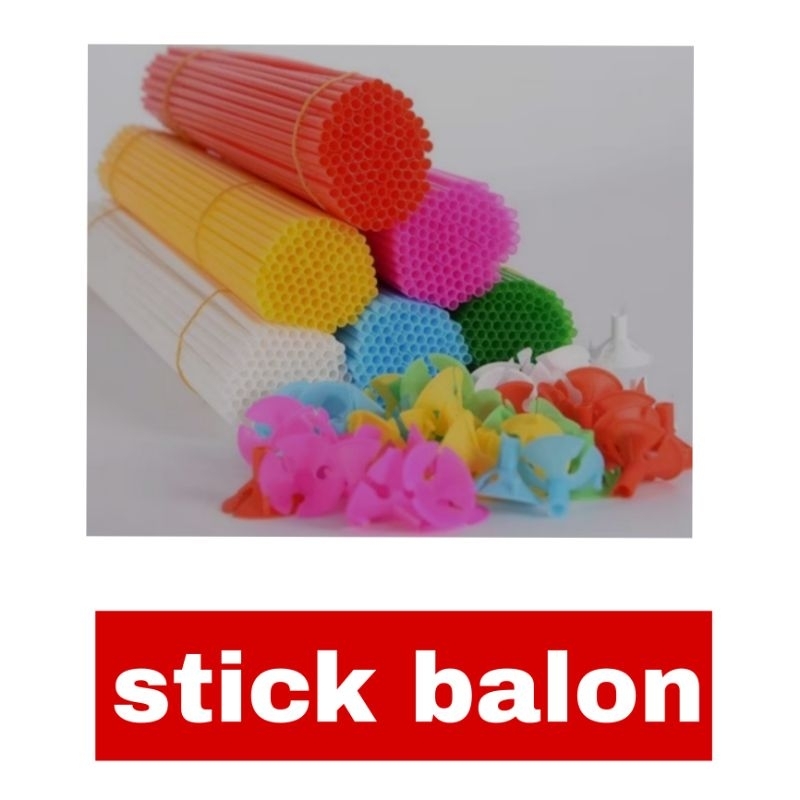 ( 1 pak = 10 pcs) stick balon pvc + cup / stick balon foil / stick balon bobo panjang. bahan buket b