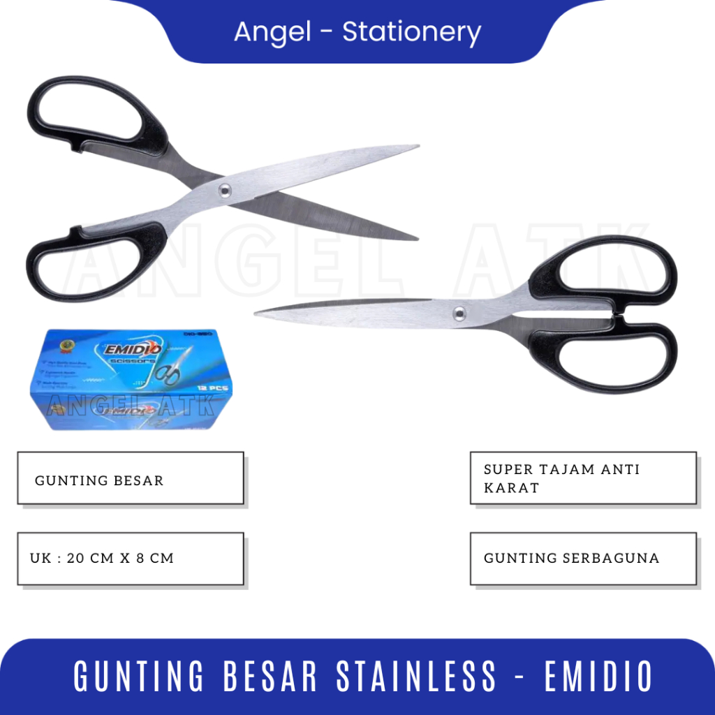 

( 6 Pcs ) Gunting Stainless Emidio / Gunting Kertas Tajam / Gunting Anti Karat / Gunting Serbaguna / Gunting Dapur / Bayar di Rumah / Atk Blessing