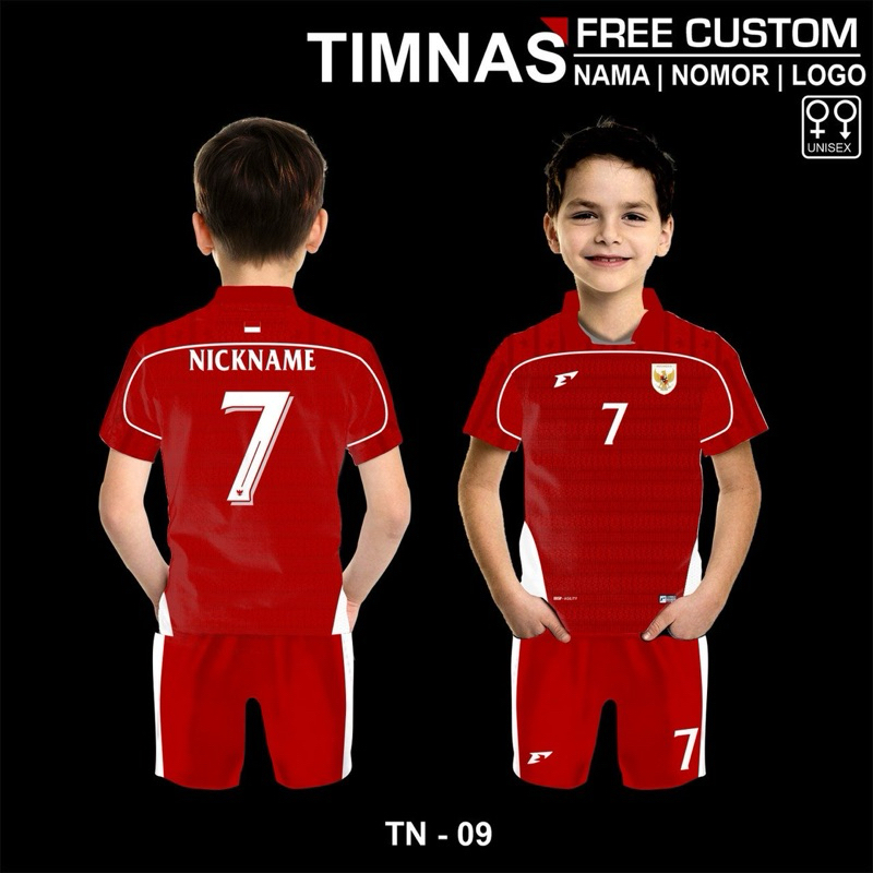 Setelan Anak Kerah Jersey Timnas Indonesia Baju Olahraga Sepakbola Kaos Bola Lengan Pendek