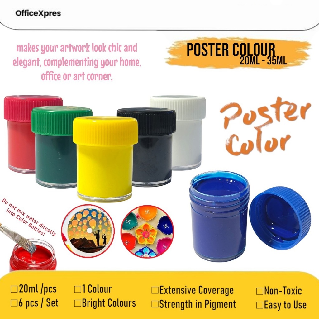 

Poster Colour 6 Warna / Cat Poster 20ml / Cat Mewarnai / Colouring Poster / Poster Colour Painting