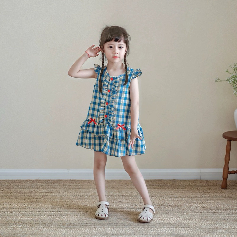 RRkids Baju dress anak motif kotak kotak , kualitas bahan PREMIUM