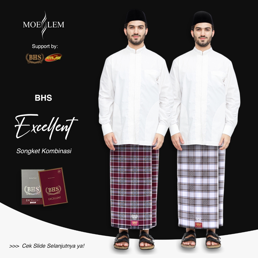 BHS Excellent Gold Sarung Songket Original Motif Kotak Garis