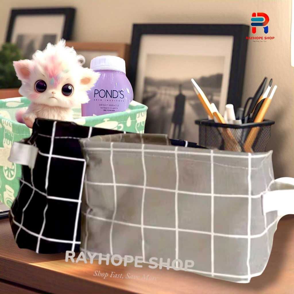 PROMO Kotak Keranjang Kain Penyimpanan Serbaguna Multifungsi Mini Mainan Laundry Kosmetik ATK Alat T