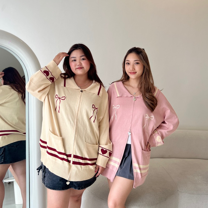 Duchess Marella Atasan Wanita Big Size PITA / Atasan Zipper Double  / Atasan Oversize Knit Adem