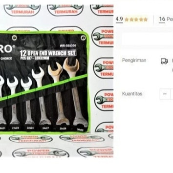 

Kunci Pas-Pas Set TEKIRO 12pcs 6-32mm WR-SE0306 Open End Wrench