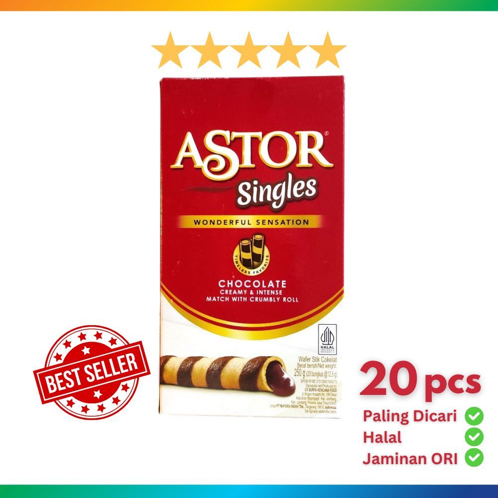 

[EXP 2026] ASTOR Singles Isi 20 TERLARIS per box Wafer Stick Rasa Cokelat Asli MAYORA