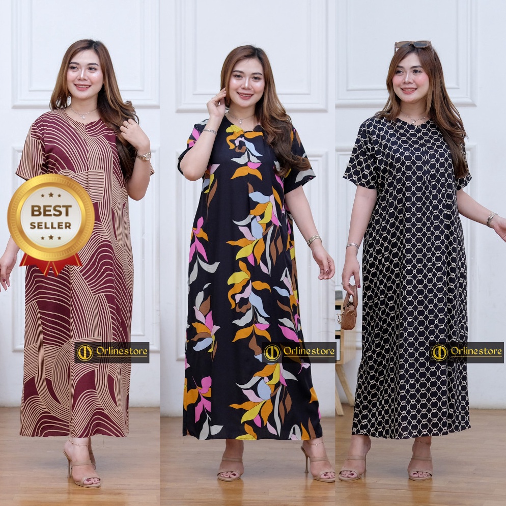 KODE Y72C Daster Panjang Lengan Pendek  Daster Jumbo Panjang Lengan Pendek