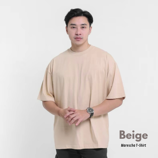 Marescha T-Shirt Oversize Beigie Baju Cowok Polos Premium - Kaos Pria Grosir Dan Satuan