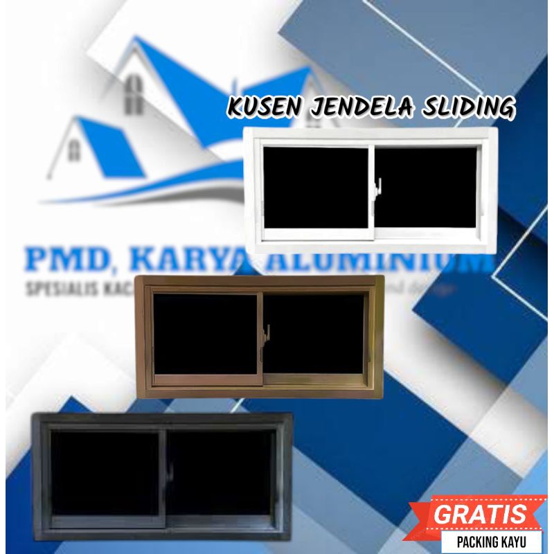 Kusen jendela sliding aluminium 100 x 50 FREE PACKING KAYU