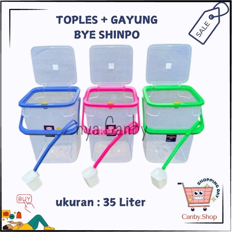 Shinpo - Toples Es buah 35 Liter / Toples + Gayung / Toples Es / Akuarium Es / Wadah Es