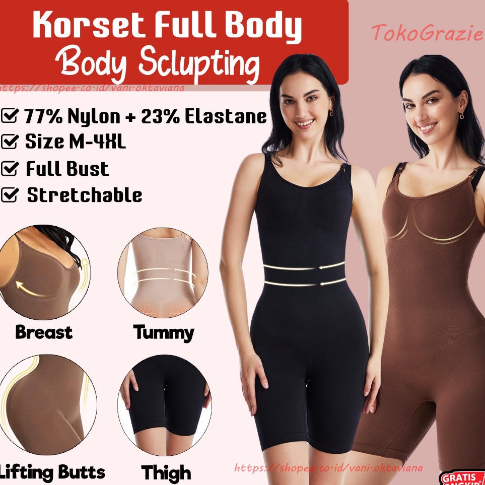 KODE W22N 51KG Korset Full Body Slim Suit Shapewear Wanita Jumbo Korset Pinggang Pakaian Dalam Tubuh