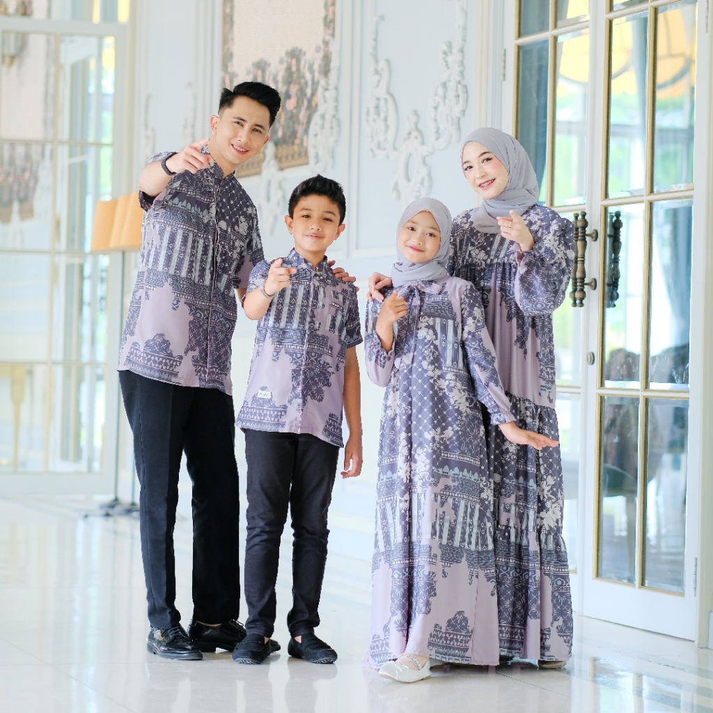 Baju By Lora - Family Set Marhaba Series Lilac | Set Gamis Koko Terbaru Lebaran