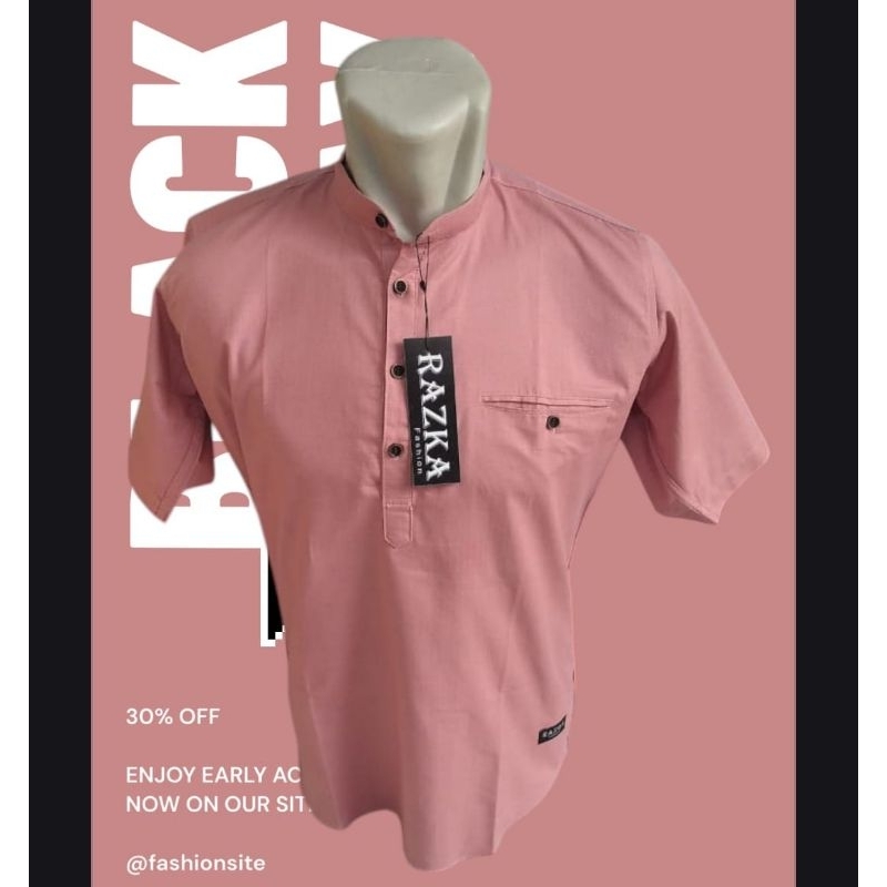 Terlaris Kemeja Pria Warna Pink Salem Lengan Pendek / Bisa COD Baju Kemeja Laki keren / Kemko Pria M