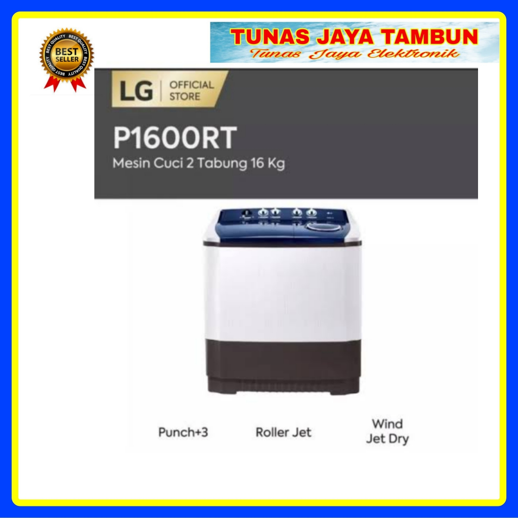 MESIN CUCI LG P 1600 RT/RTB / MESIN CUCI LG 2 TABUNG 16 KG / LG MESIN CUCI 2 TABUNG 16 KG P1600RTB