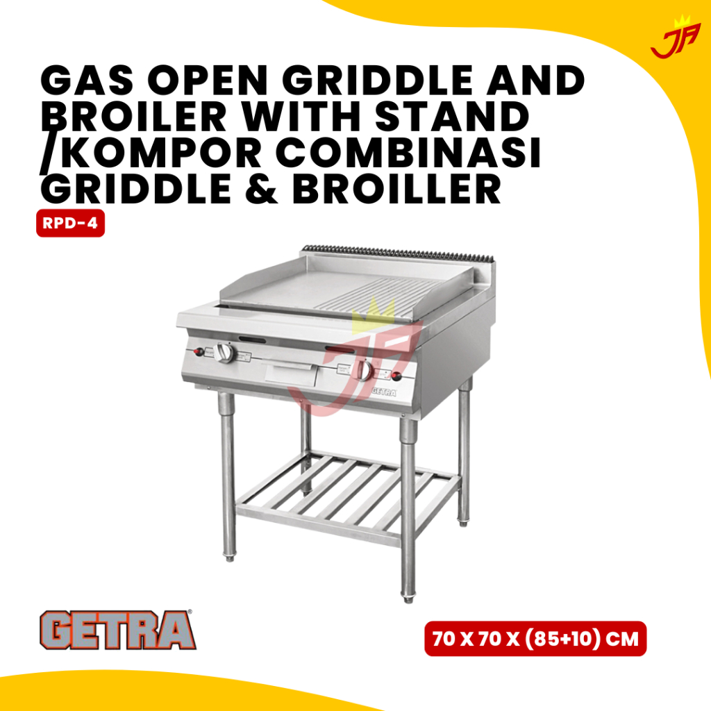 GETRA GAS OPEN GRIDDLE AND BROILER WITH STAND TYPE RPD-4/Kompor Combinasi Griddle & broiller