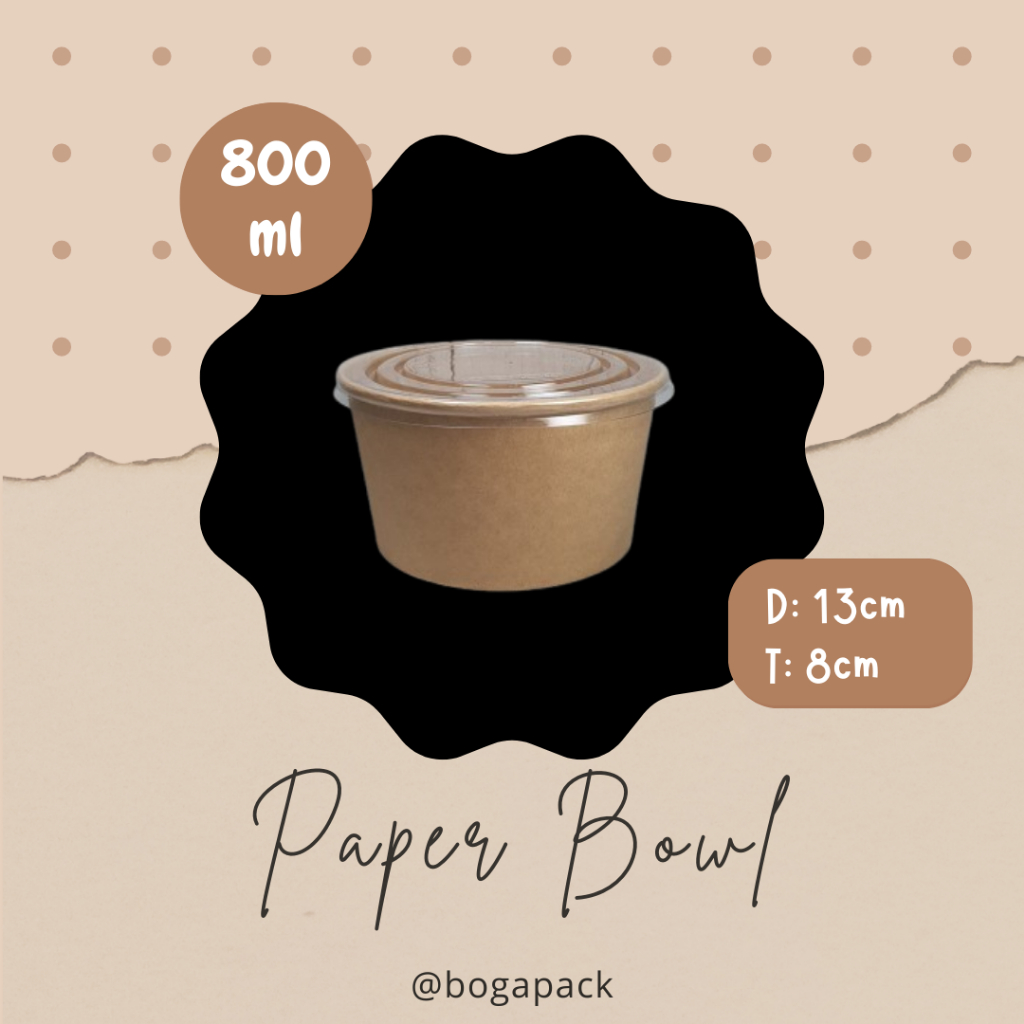 Paper Bowl Brown 800ml/ Paper Bowl Brown Kraft /Paper Salad Bowl / Mangkuk Kertas / Rice Bowl Packag