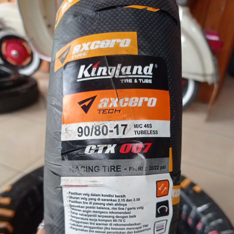 (ban donat tubeless) KINGLAND CTX 007 AXCERO 90/80 RING 17 ( Recing Compound)#Free dop pentil