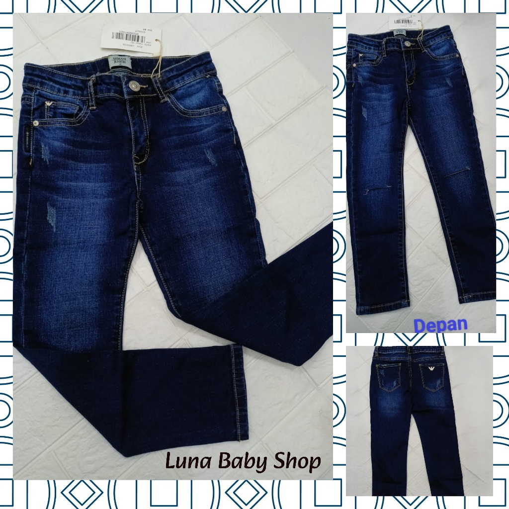 Armani Junior Celana Jeans Anak Perempuan 6Y dan 10Y/Celana Panjang Import/Jeans Premium Korean Styl