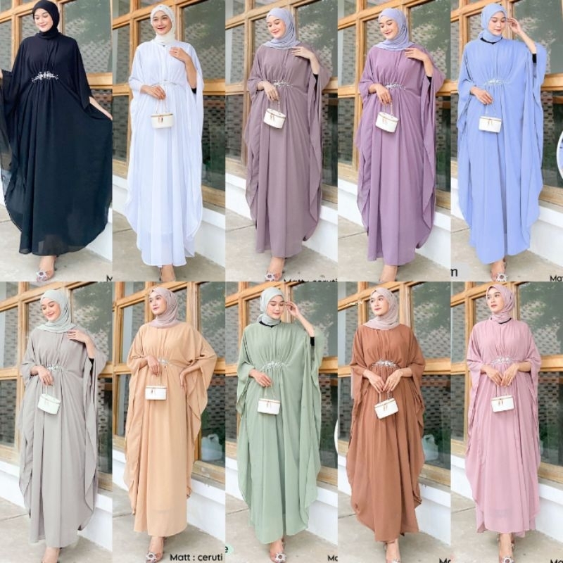 Kaftan Audy Kaftan Lebaran Baju Kondangan Wanita Zipper Depan Busui