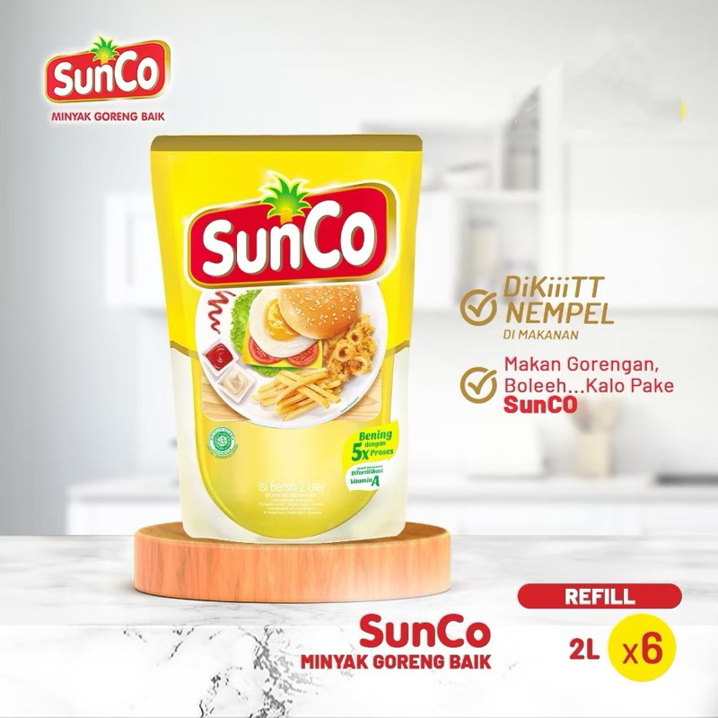 

Minyak Goreng Sunco 2 L ( 1 dos isi 6 pc x 2 L )