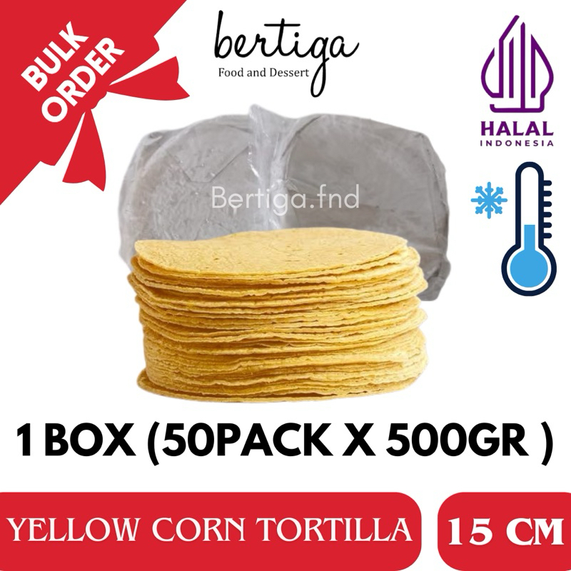 

(BULK ORDER / KHUSUS GROSIR) LOCAL - Yellow Corn Tortilla (Kulit Nachos) 15cm 500gr/pack , 1 Dus isi 50 pack harga lebih murah dan terjangkau