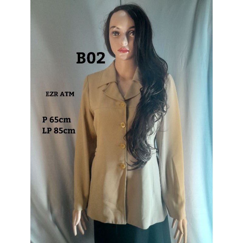 Blazer Wanita Formal Lengan Panjang Warna Coklat – B02