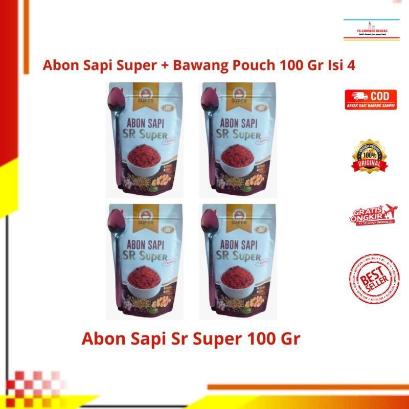 

[PAKET HEMAT ISI 4] Abon Sapi Super Sr + Bawang Pouch Free Sendok 100 Gr PROMO MURAH
