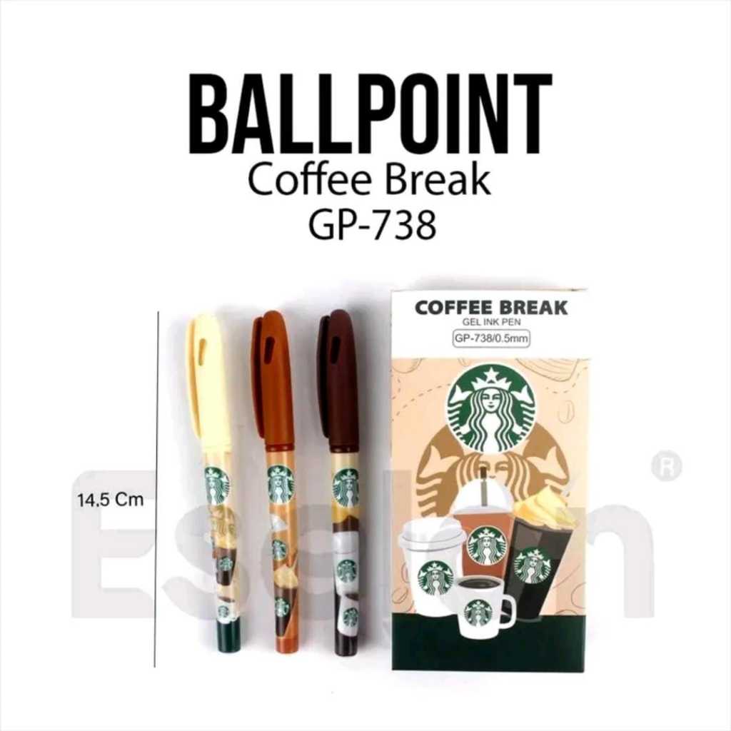 

PROMO 12pcs Pulpen Gel Coffee Starbucks 738 / 1pack Pulpen Gel Fancy karakter keren