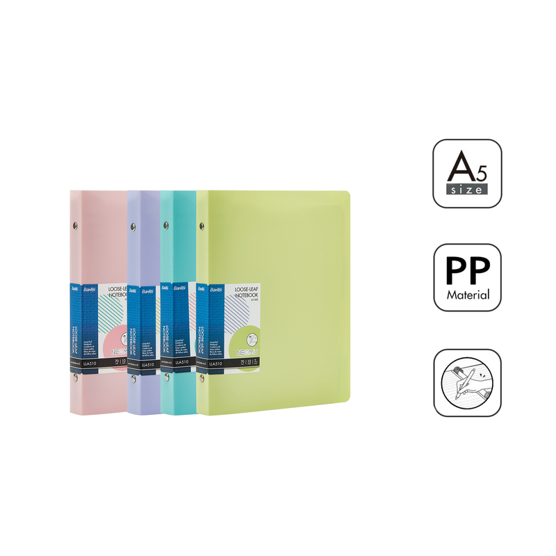

[Pelangi Stationery] Bantex Binder Buku Catatan A5 Loose-Leaf Notebook 8 Ring Bahan PP Warna Pastel LLA510