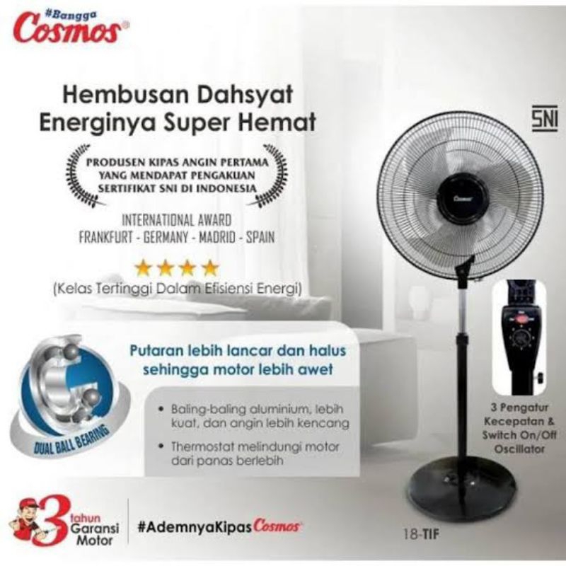 Kipas angin berdiri 18inc besi, COSMOS TIF-1801 S